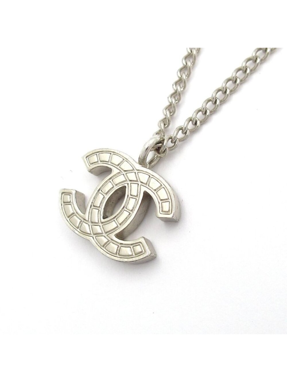 Chanel Necklace CC Logo Silver